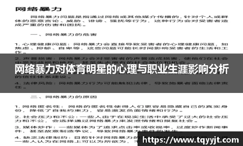 网络暴力对体育明星的心理与职业生涯影响分析